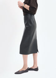 Midi Pencil Skirt in Leather - Chocolate - CO Collections